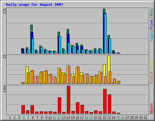 Daily usage for August 2007