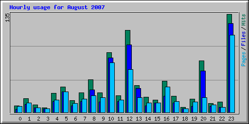 Hourly usage for August 2007